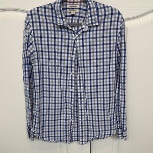 Goodthreads Men's Blue & White Checked Button-Down Shirt